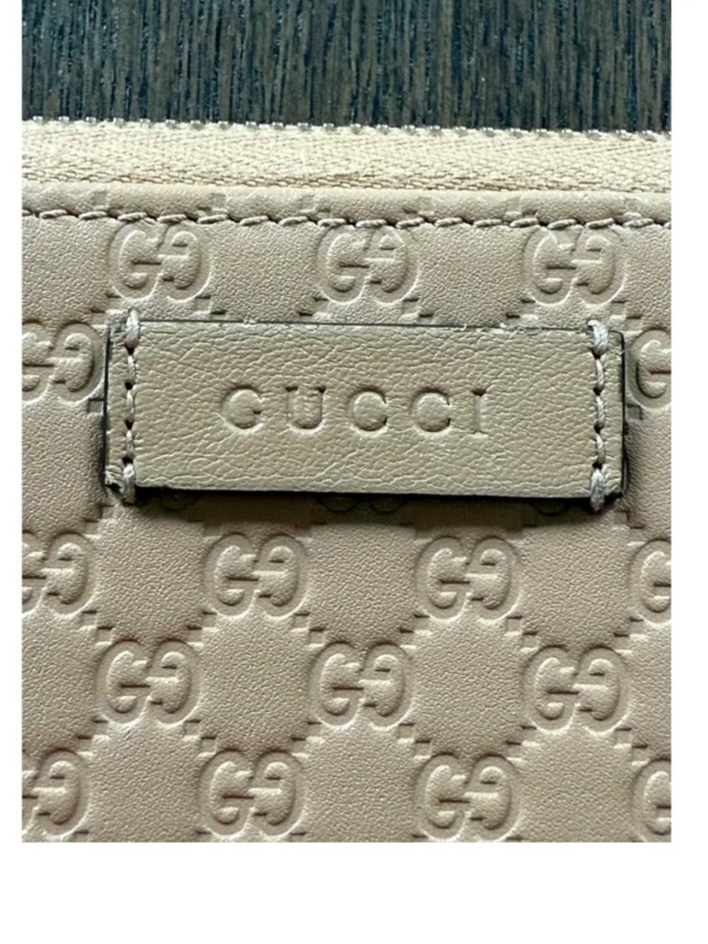 Gucci Beige GG micro Guccissima Embossed Zip-Around Wallet with box - Picture 8 of 12
